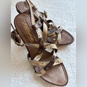 UGG Vintage Y2K Leather Snake Skin GEMMA Sandals Heels (size 6)